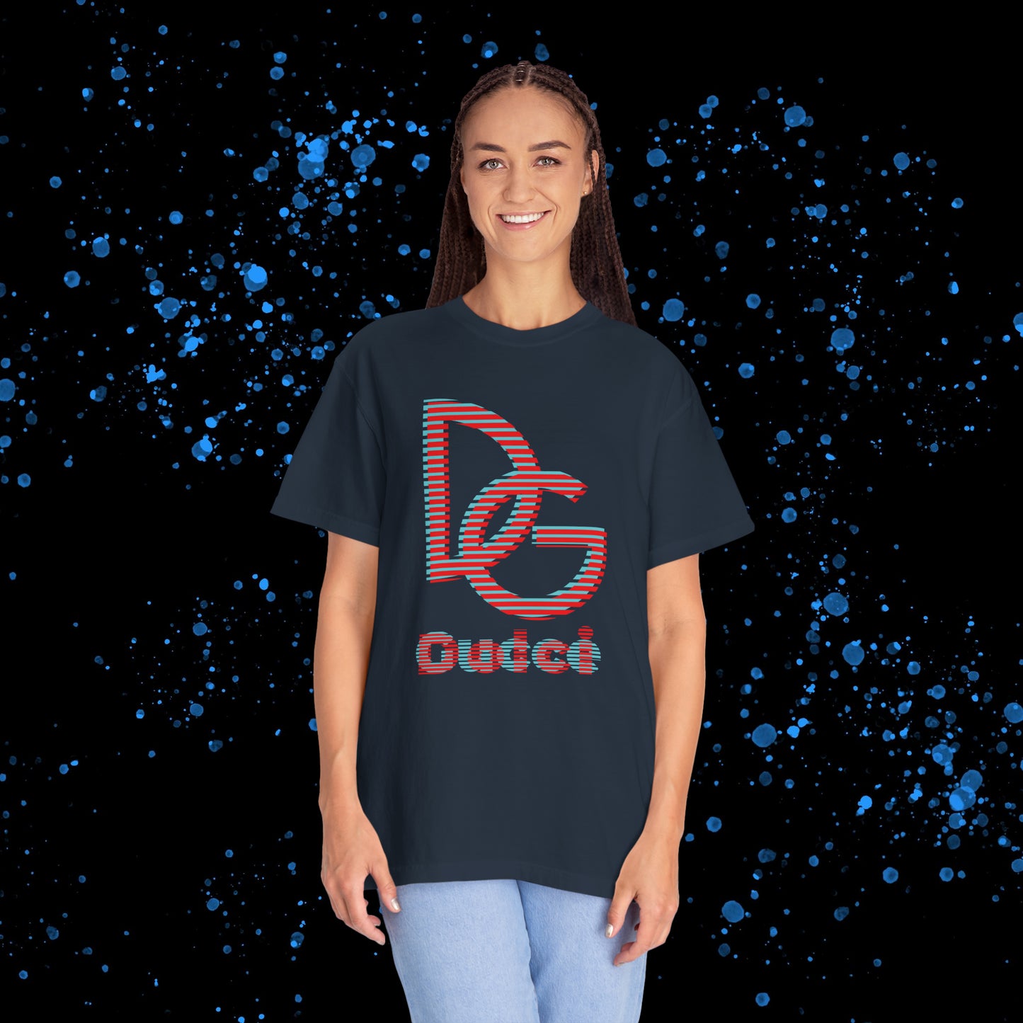 DG - T-shirt: Relaxed fit with blue-red illusion like logos