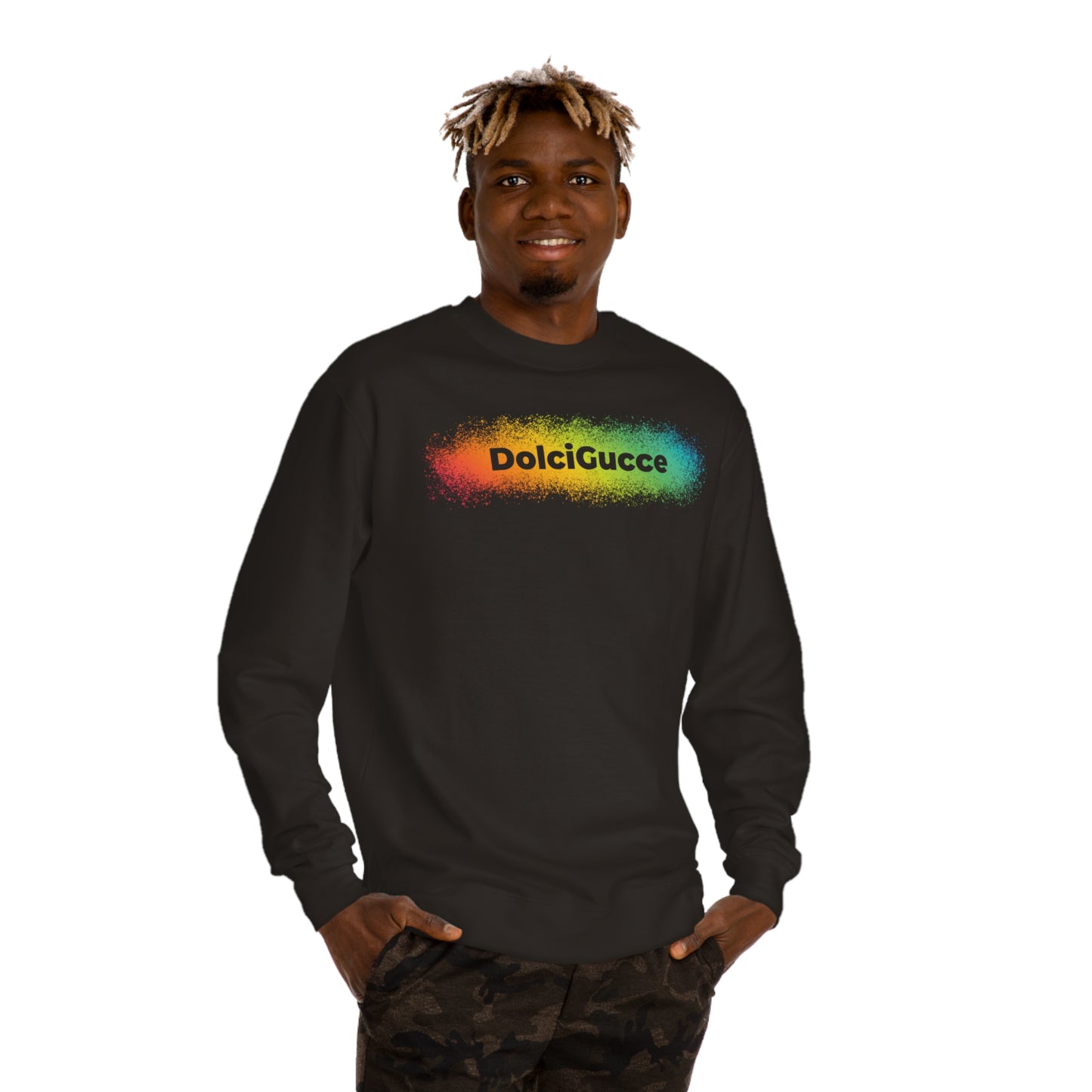 DG - Sweatshirt: Unisex Crew Neck Sweatshirt with a splash of rainbow