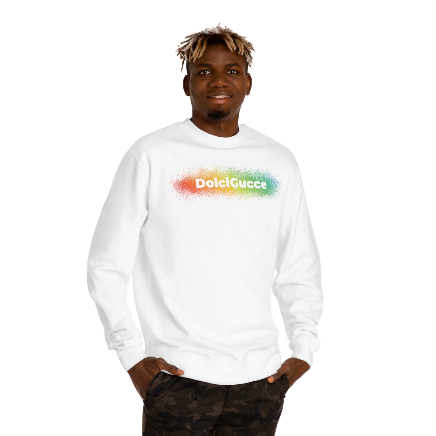 DG - Sweatshirt: Unisex Crew Neck Sweatshirt with a splash of rainbow