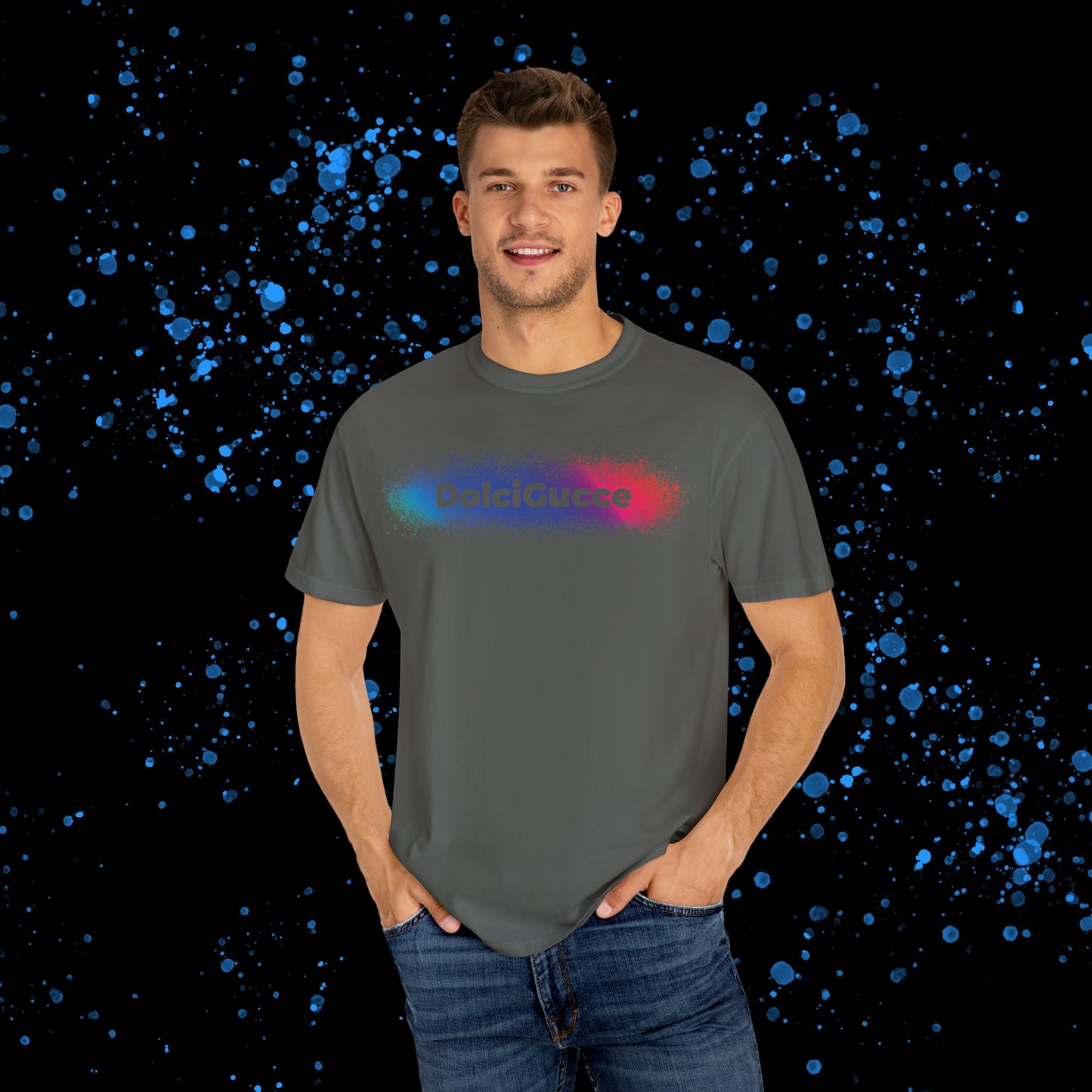 DG - T-shirt: Relaxed fit splash of blue and red