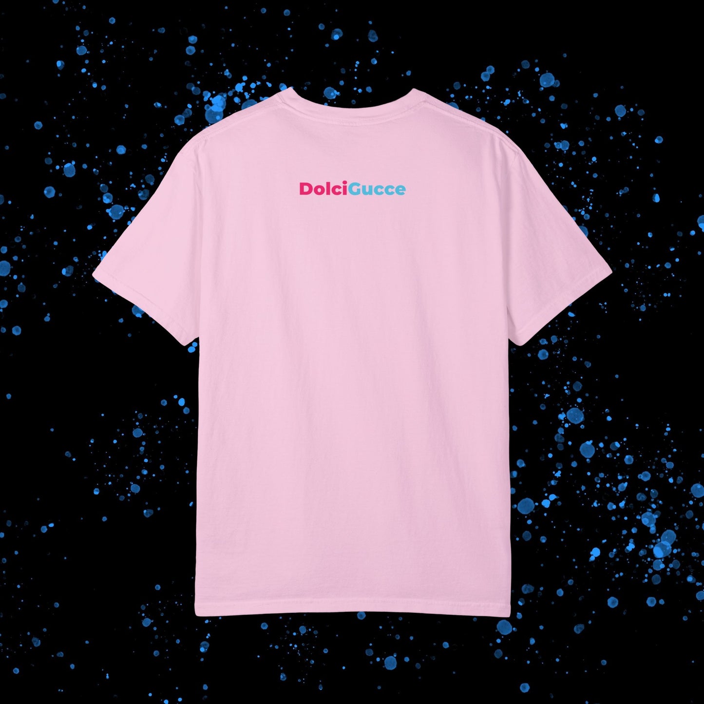 DG - T-shirt: Relaxed fit with DG logo with blue and pink border in front and DolciGucce writing on the back