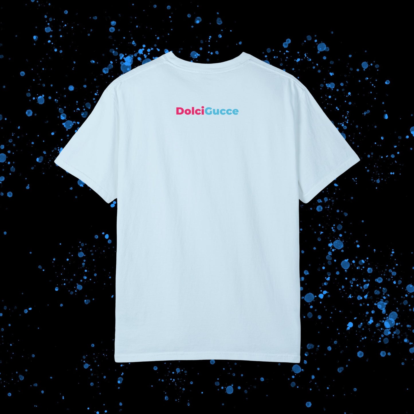 DG - T-shirt: Relaxed fit with DG logo with blue and pink border in front and DolciGucce writing on the back