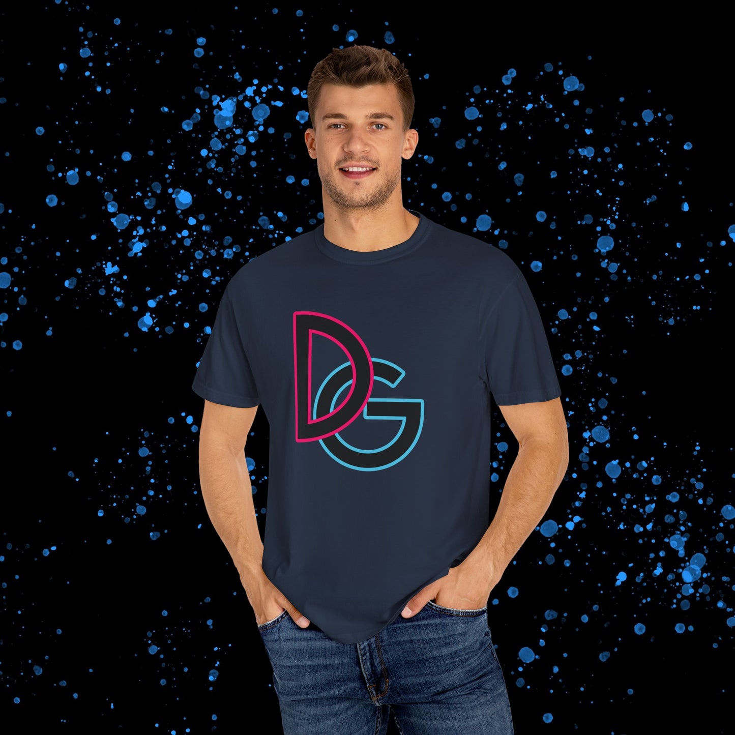 DG - T-shirt: Relaxed fit with DG logo with blue and pink border in front and DolciGucce writing on the back