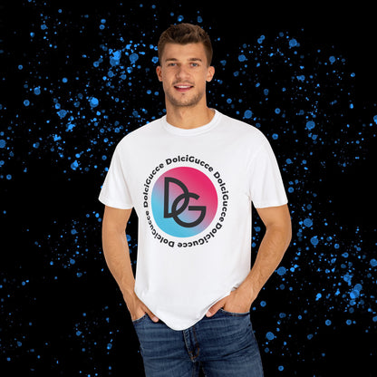 DG - T-shirt: Relaxed fit with DG logo in gradient blue and pink and DolciGucce writing around a circle