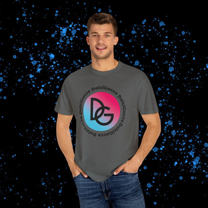 DG - T-shirt: Relaxed fit with DG logo in gradient blue and pink and DolciGucce writing around a circle