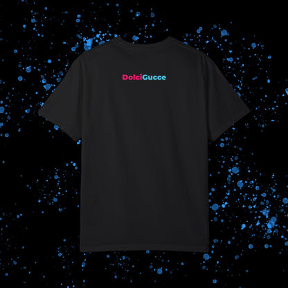 DG - T-shirt: Relaxed fit with DG logo with blue and pink border in front and DolciGucce writing on the back