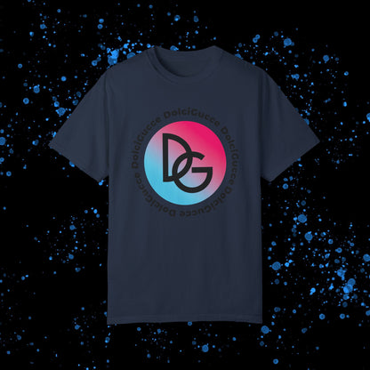 DG - T-shirt: Relaxed fit with DG logo in gradient blue and pink and DolciGucce writing around a circle