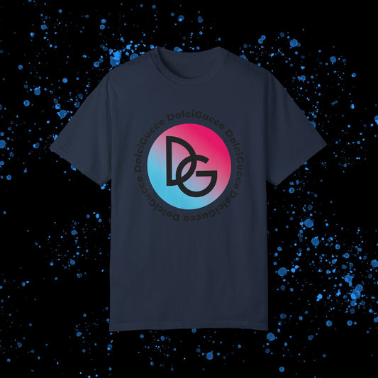 DG - T-shirt: Relaxed fit with DG logo in gradient blue and pink and DolciGucce writing around a circle