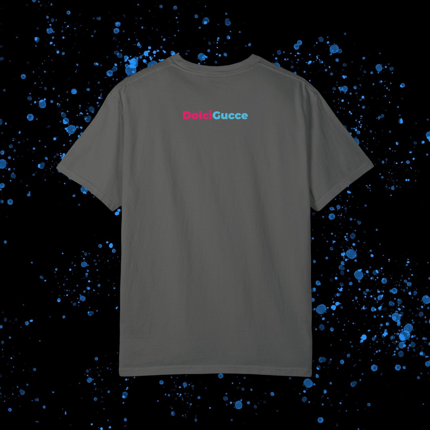 DG - T-shirt: Relaxed fit with DG logo with blue and pink border in front and DolciGucce writing on the back