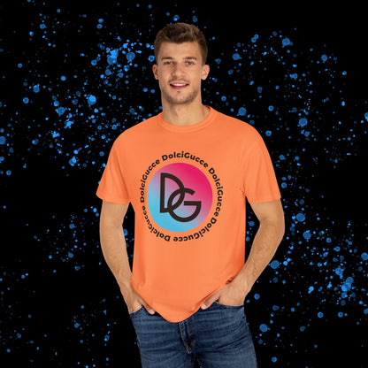 DG - T-shirt: Relaxed fit with DG logo in gradient blue and pink and DolciGucce writing around a circle