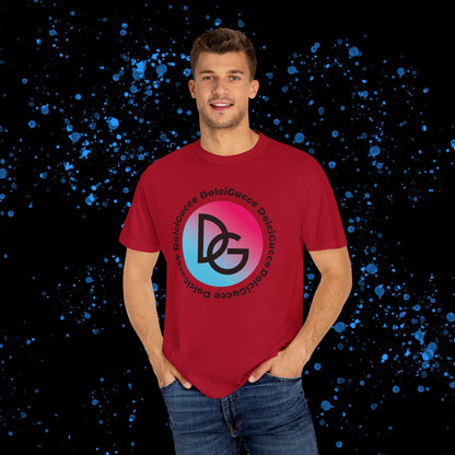 DG - T-shirt: Relaxed fit with DG logo in gradient blue and pink and DolciGucce writing around a circle