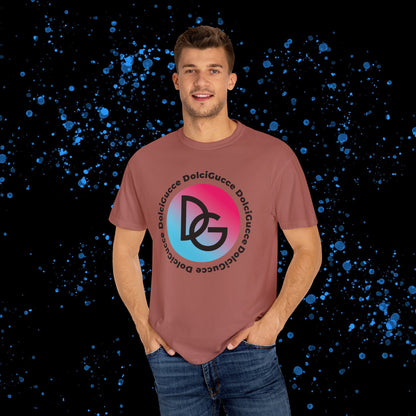 DG - T-shirt: Relaxed fit with DG logo in gradient blue and pink and DolciGucce writing around a circle