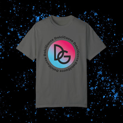 DG - T-shirt: Relaxed fit with DG logo in gradient blue and pink and DolciGucce writing around a circle