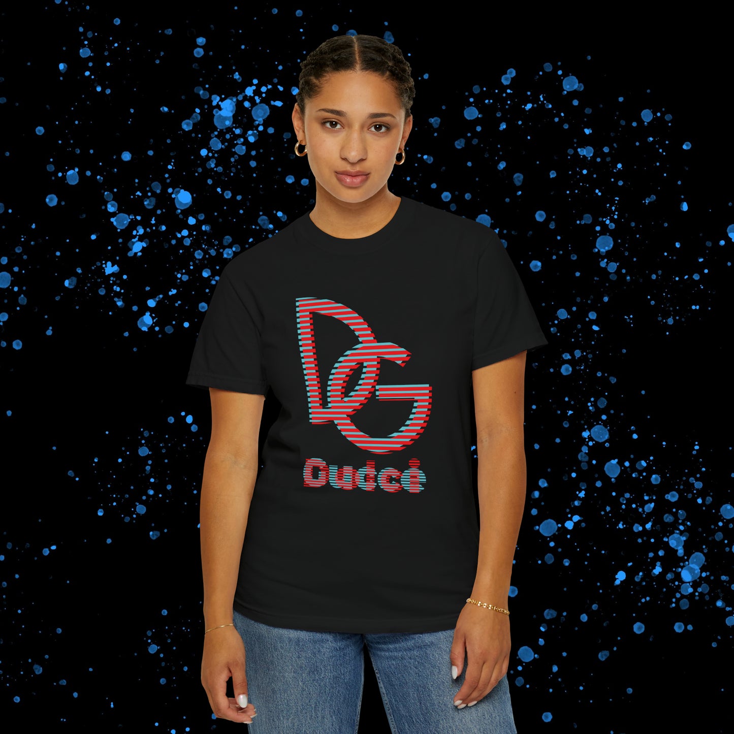 DG - T-shirt: Relaxed fit with blue-red illusion like logos