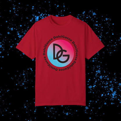 DG - T-shirt: Relaxed fit with DG logo in gradient blue and pink and DolciGucce writing around a circle