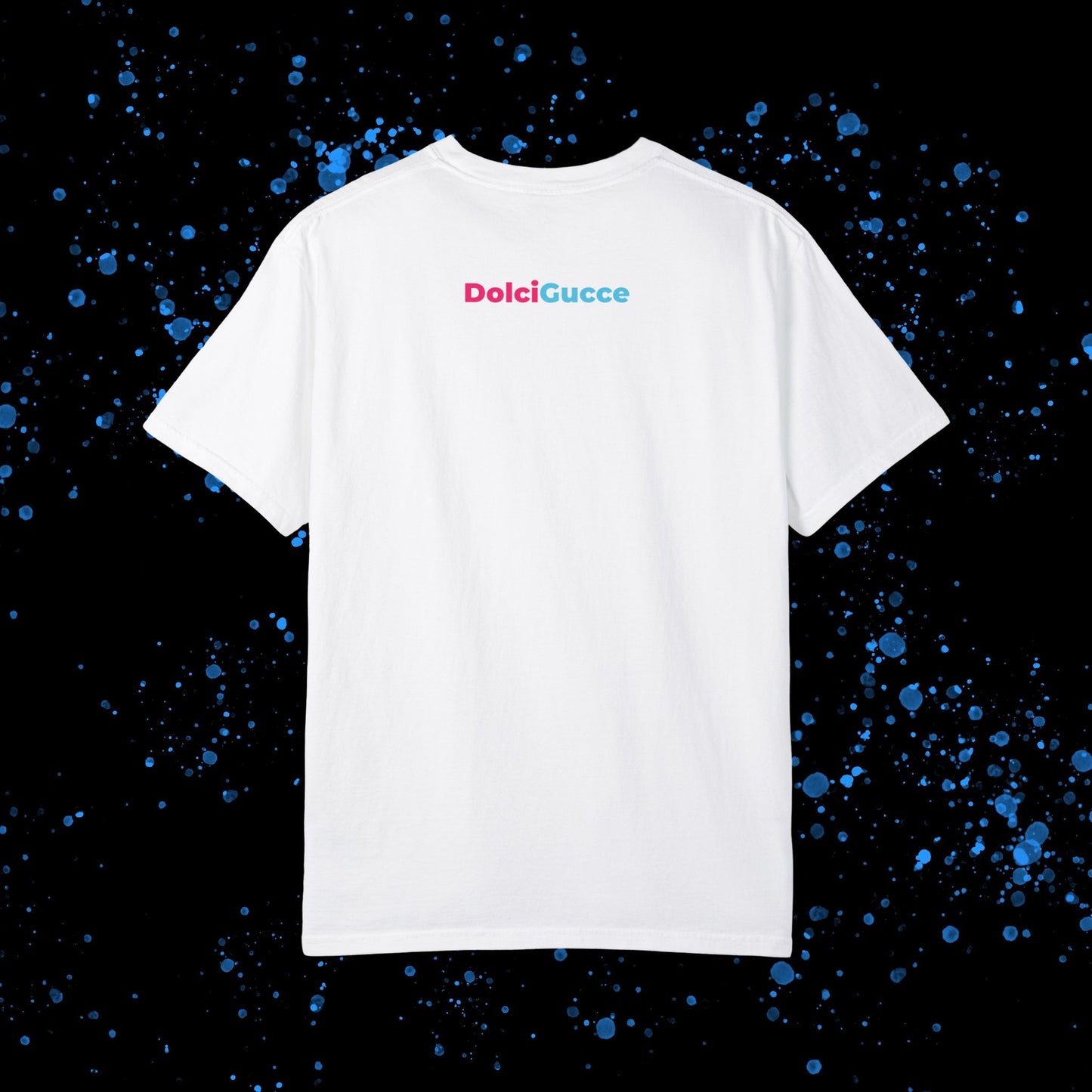 DG - T-shirt: Relaxed fit with DG logo with blue and pink border in front and DolciGucce writing on the back