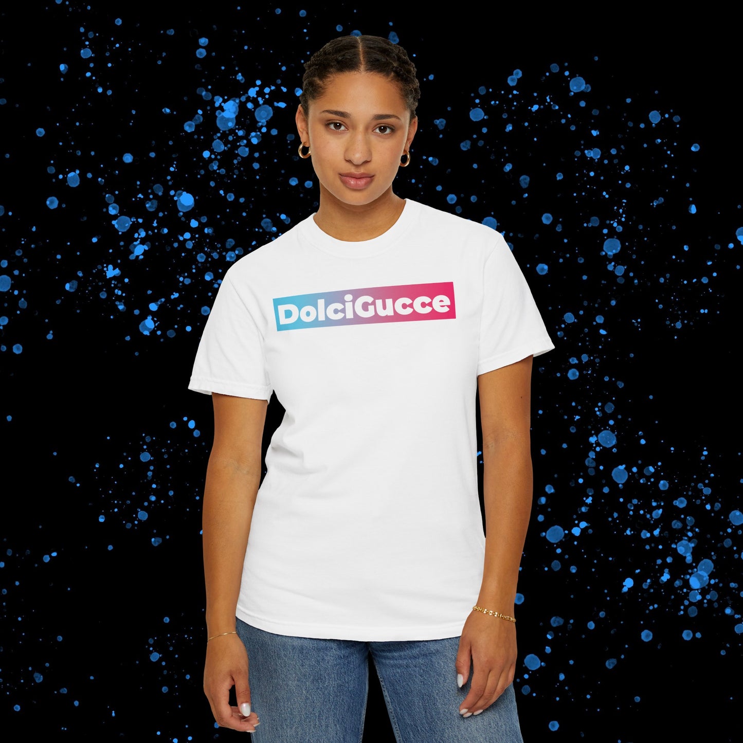 DG - T-shirt: Relaxed fit with DolciGucce blue pink gradient box