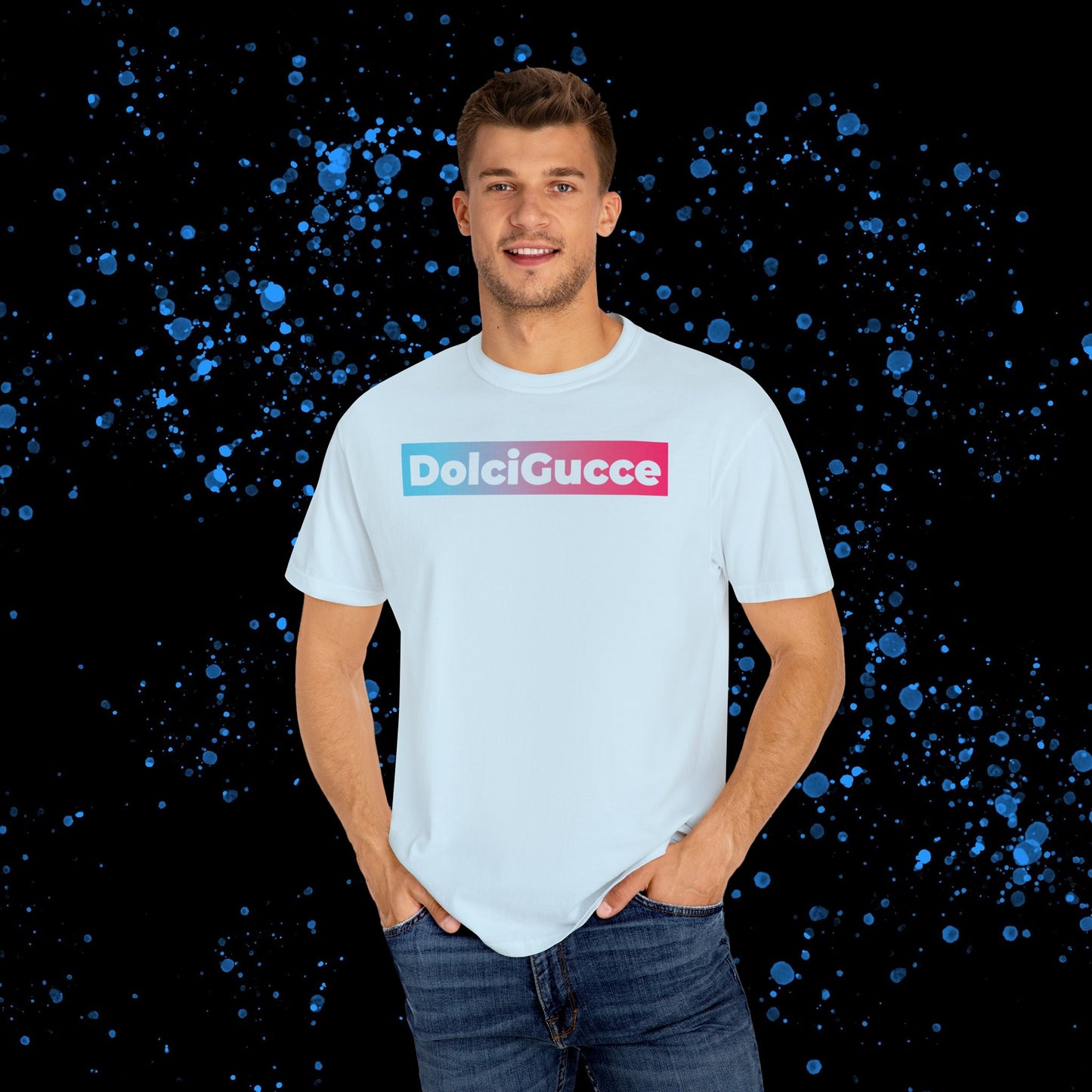 DG - T-shirt: Relaxed fit with DolciGucce blue pink gradient box