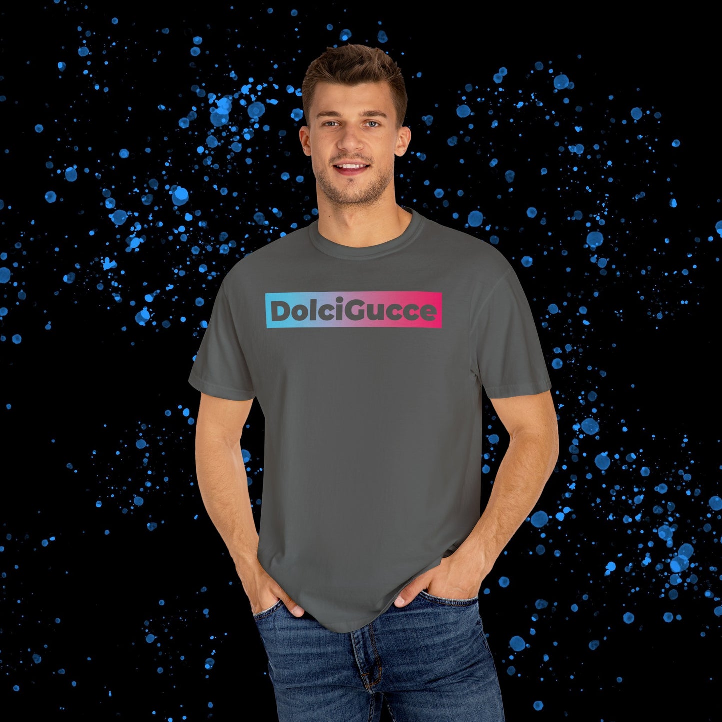 DG - T-shirt: Relaxed fit with DolciGucce blue pink gradient box