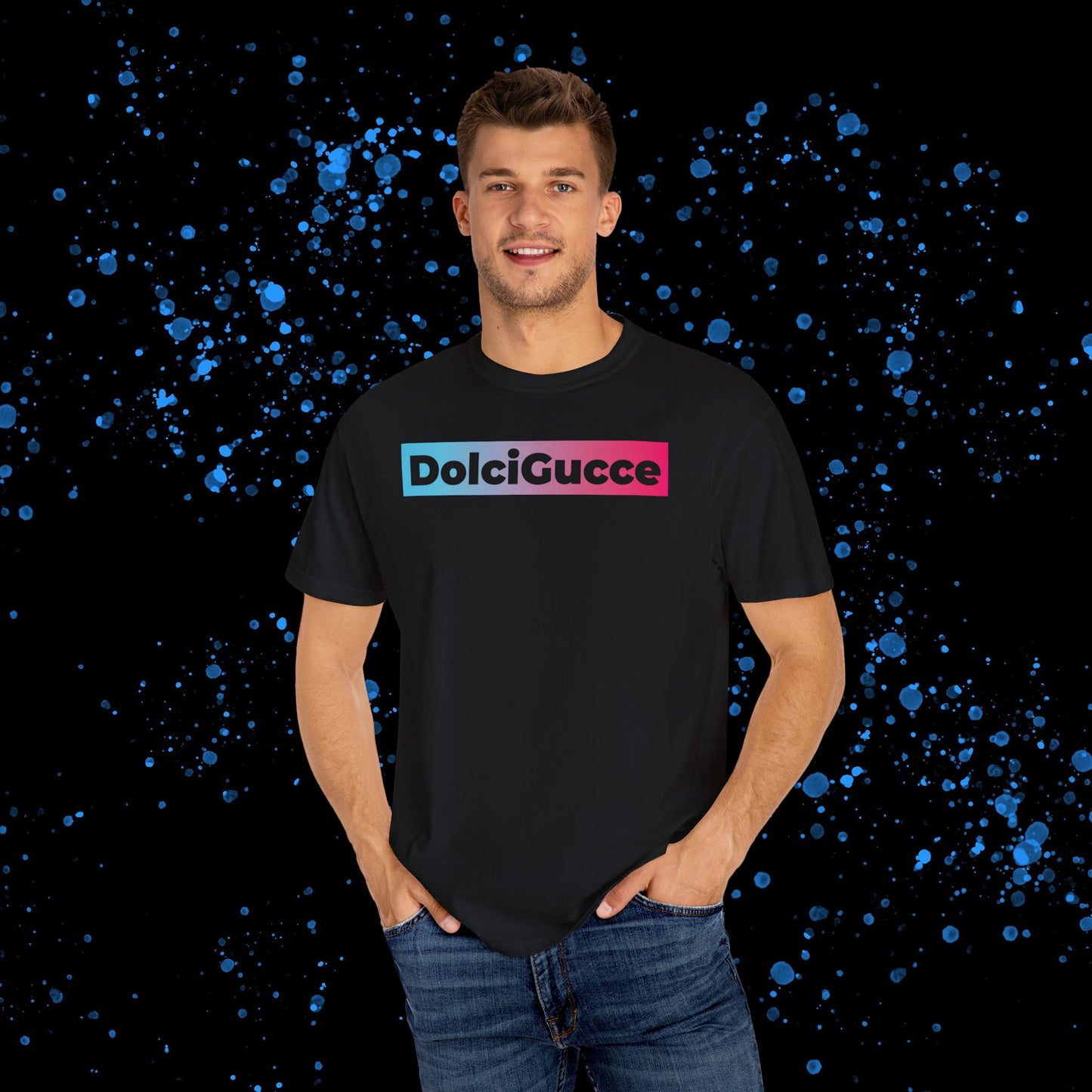 DG - T-shirt: Relaxed fit with DolciGucce blue pink gradient box