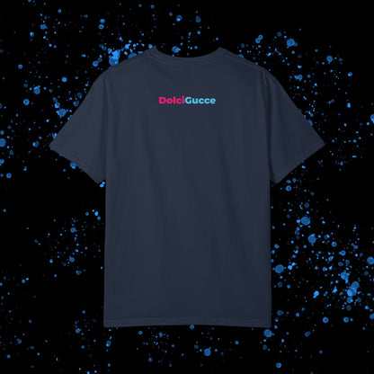 DG - T-shirt: Relaxed fit with DG logo with blue and pink border in front and DolciGucce writing on the back