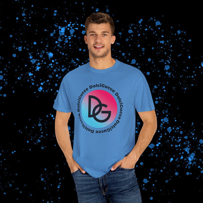 DG - T-shirt: Relaxed fit with DG logo in gradient blue and pink and DolciGucce writing around a circle