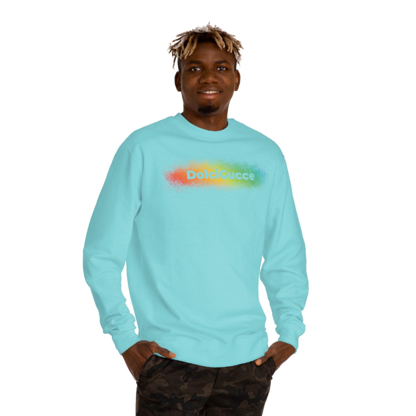 DG - Sweatshirt: Unisex Crew Neck Sweatshirt with a splash of rainbow